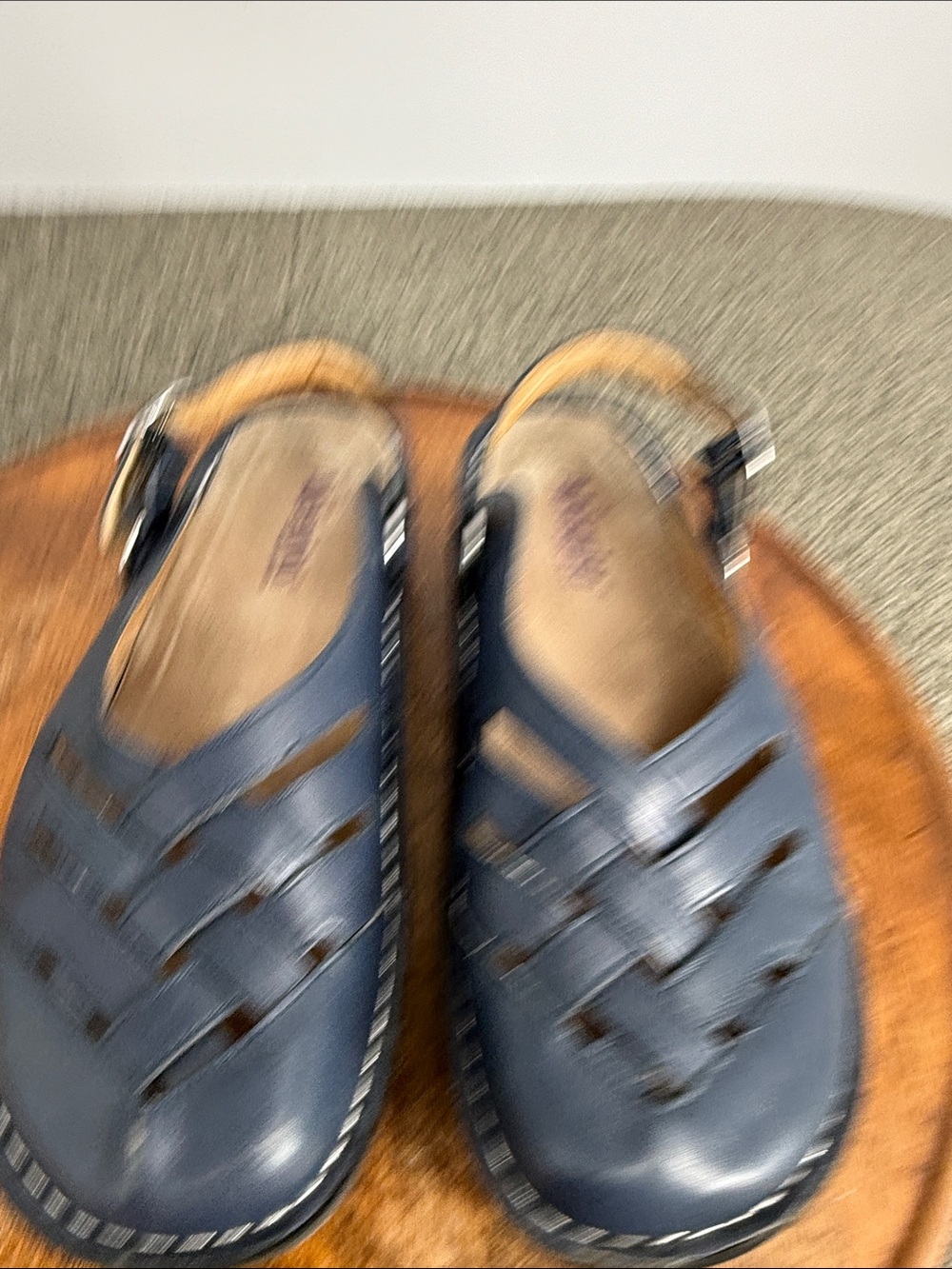 Alegria Shoes Wm 40 (9.5-10) Blue Leather Slingback Comfort Freesia Clog Mule - Picture 3 of 13